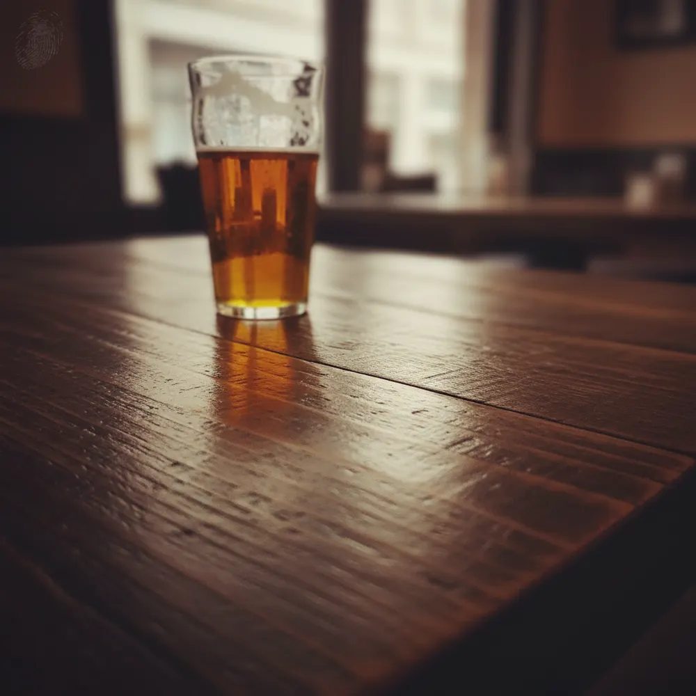 Belangloses Foto: nur die Tischkante mit Bier