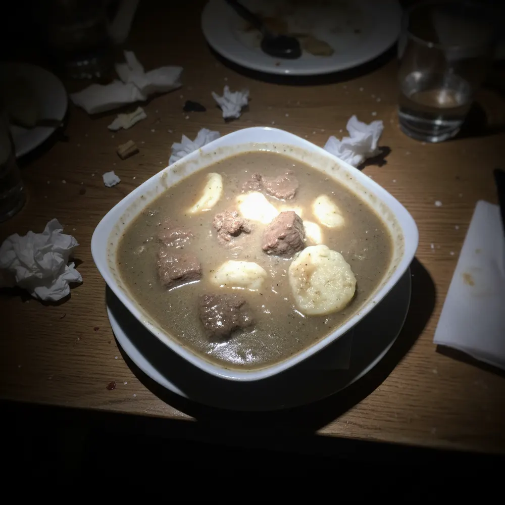 Schlechtes Gastfoto eines Gulaschs
